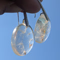 Real dandelion resin oval drop earrings with 925 sterling silver hooks by EL-Creations